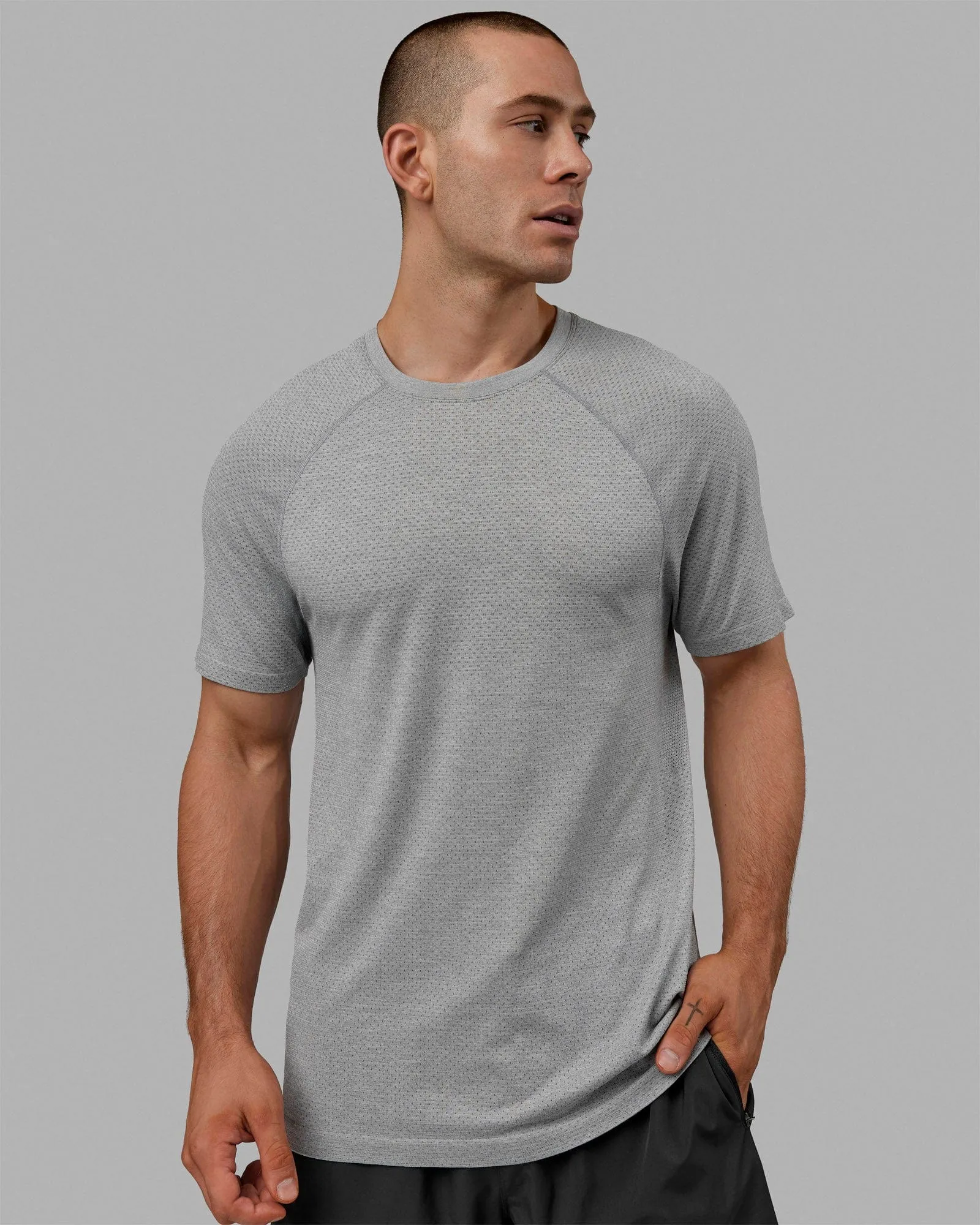AeroFLX  Seamless Tee - Light Grey Marl