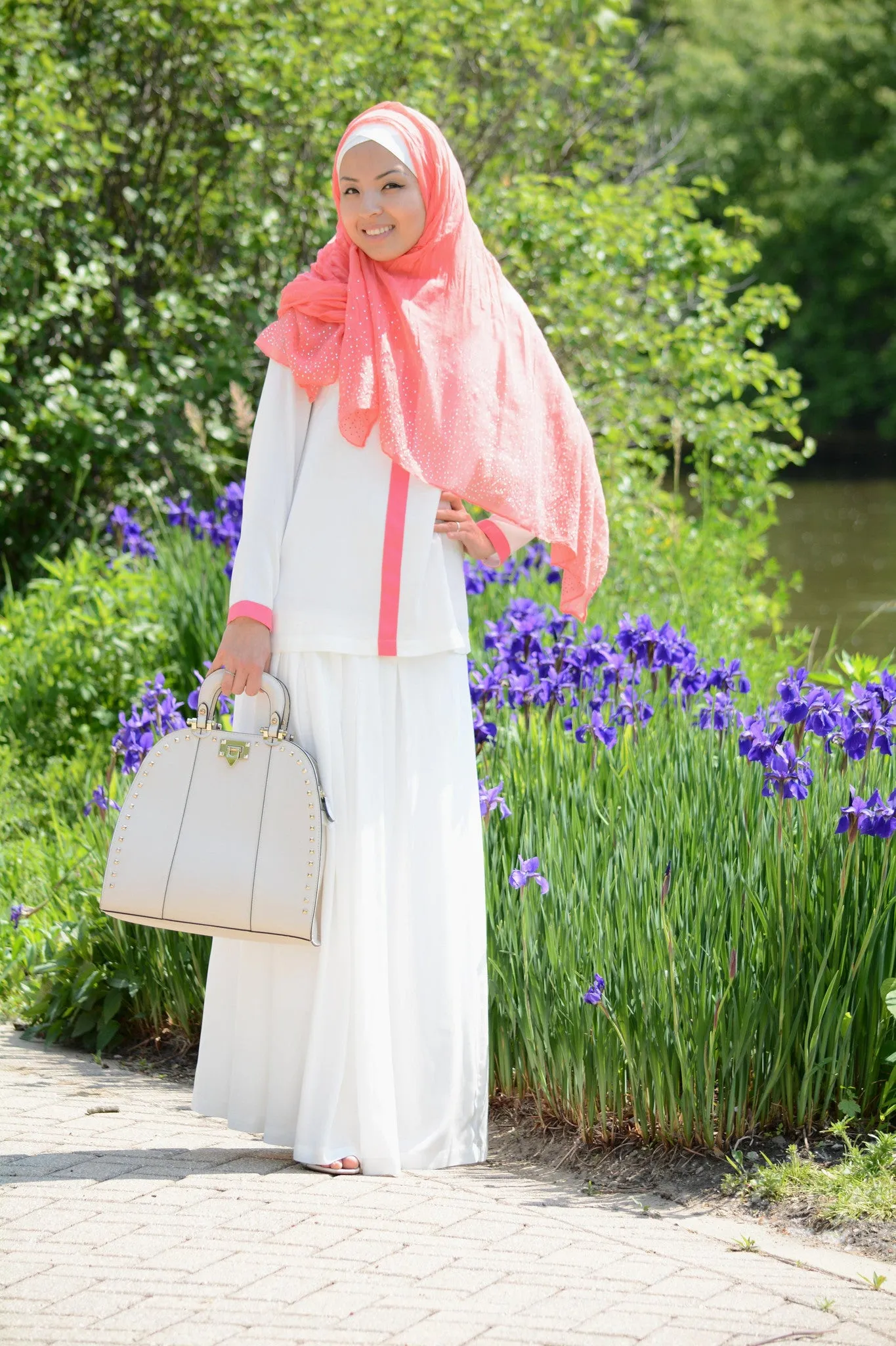 Coral & Cream Blouse