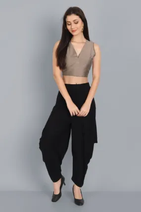 Cut Sleeves Cotton Silk V neck Blouse with detailing
