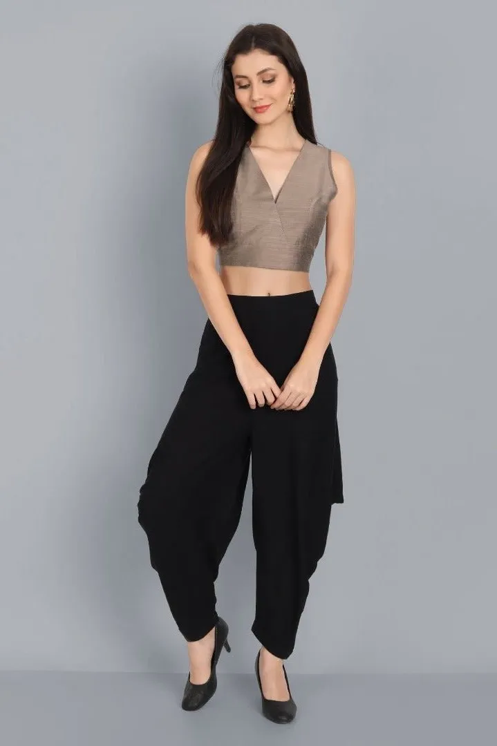 Cut Sleeves Cotton Silk V neck Blouse with detailing