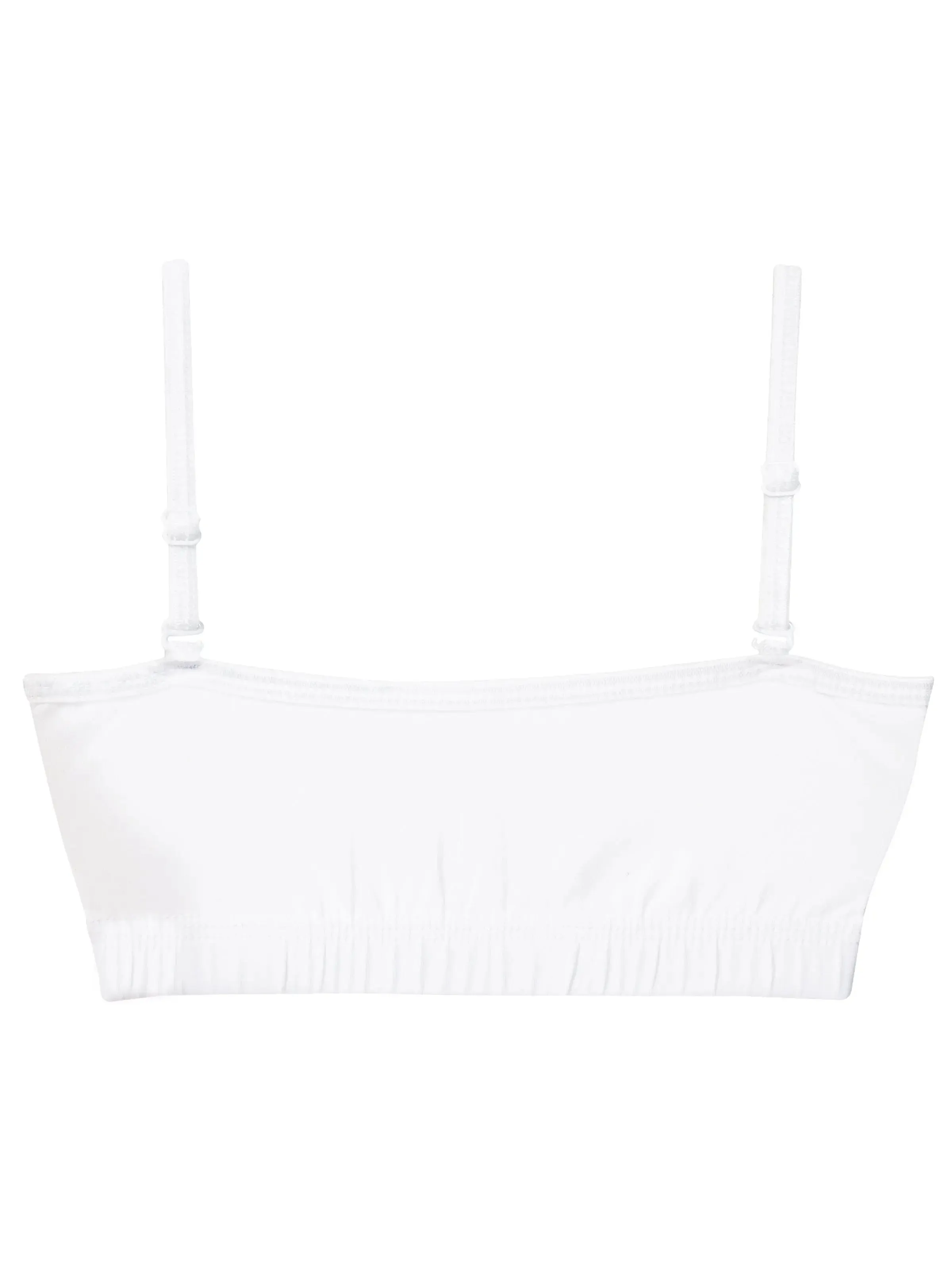 Double-Layer Thin Strap Cotton Sports Bra | Non-Padded Beginner Bra | Solid White