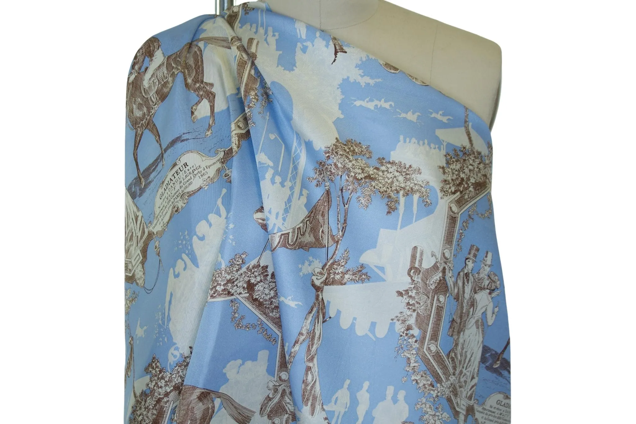 Equestrian Grand Prix Silk Twill - Brown/Blue/Ivory