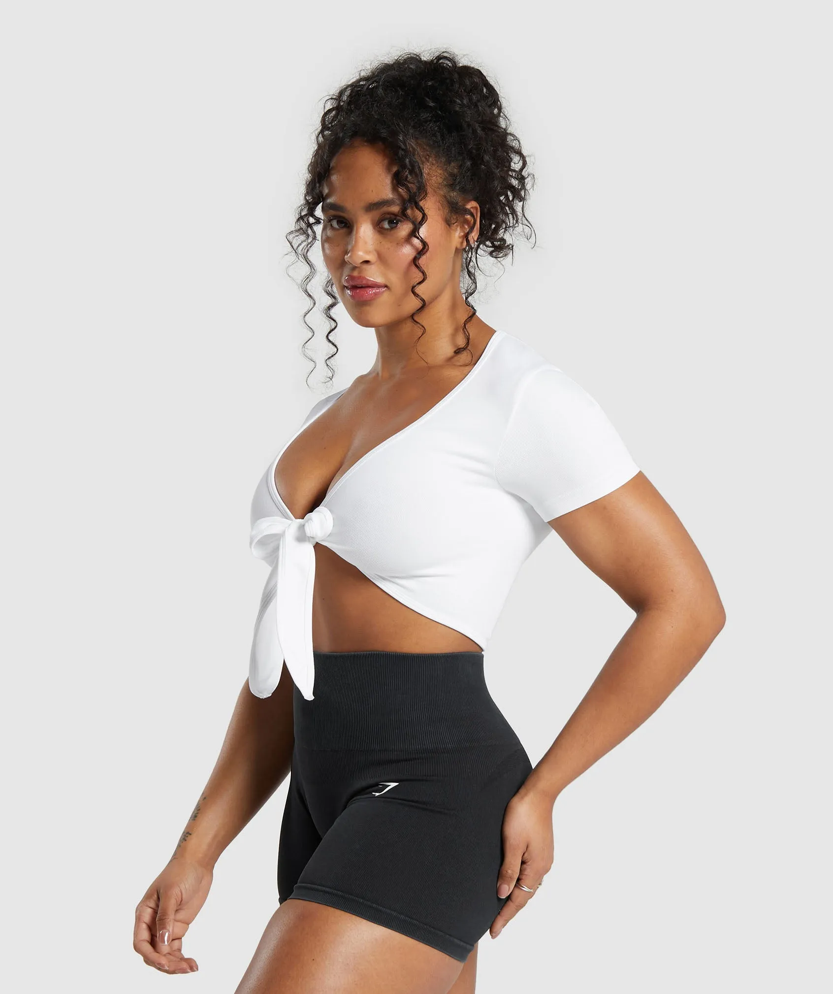 Gymshark Gains Seamless Fitted Crop Top - White