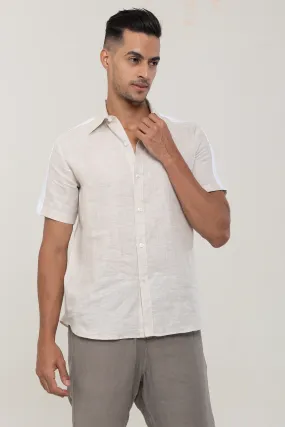 Linen Earthy Beige plain half sleeves | Style Matters