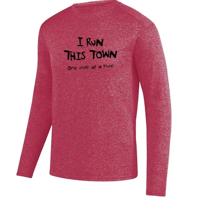 Men's HeatherSoft Tech Long Sleeve Crew - "I Run This Town"