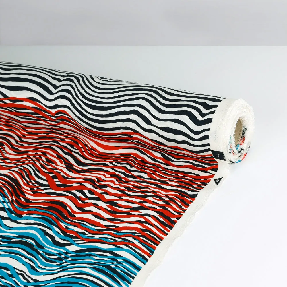 Mirage Stripe Stretch Silk - Capri / Russet (remnant)