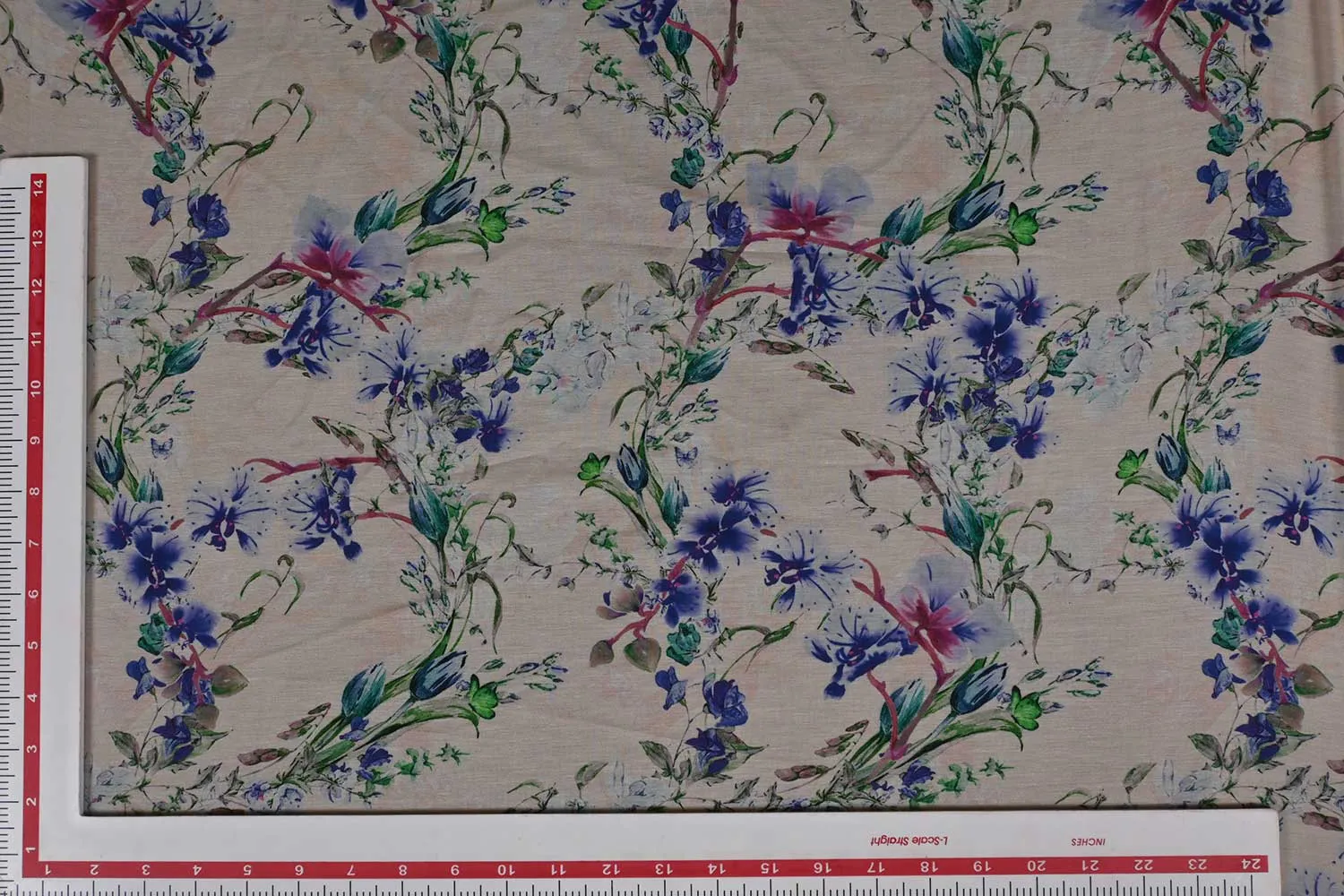 Multicolor Floral Plain Printed Cotton Silk Fabric