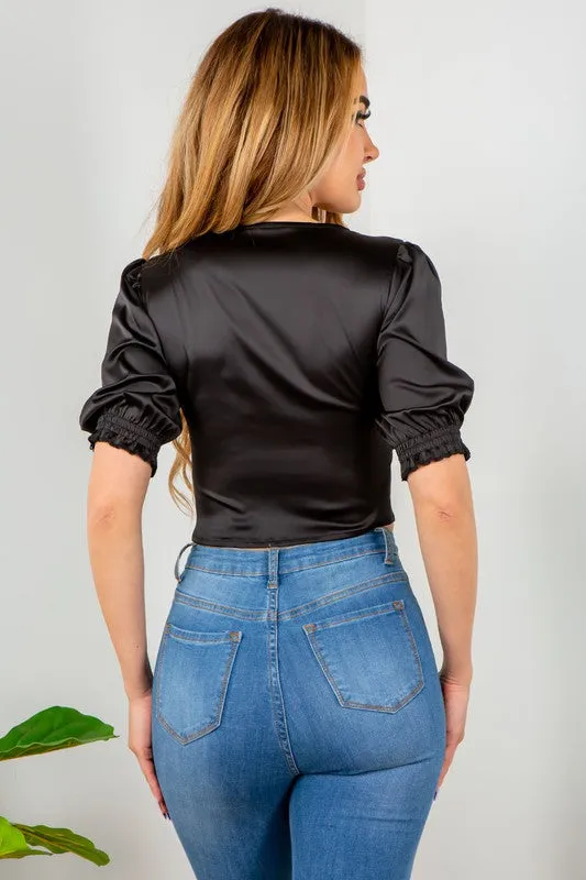 Solid Satin Crop Top