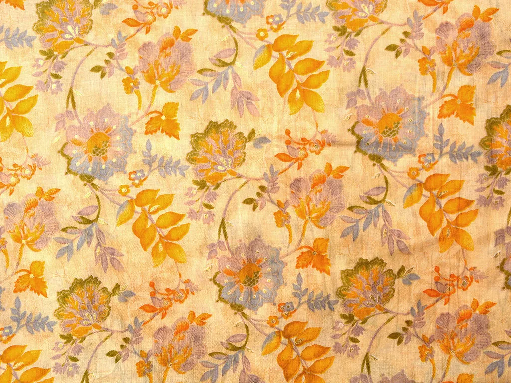 Sun Flower Yellow Floral Pure Mul Mul Cotton Fabric