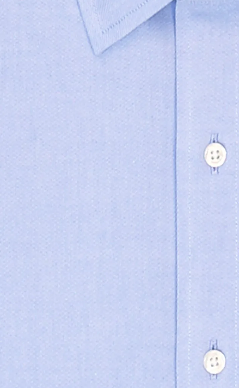 Tailored Fit Blue Solid Spread Collar Supima® Cotton Non-Iron Pinpoint Oxford Dress Shirt (B/T)