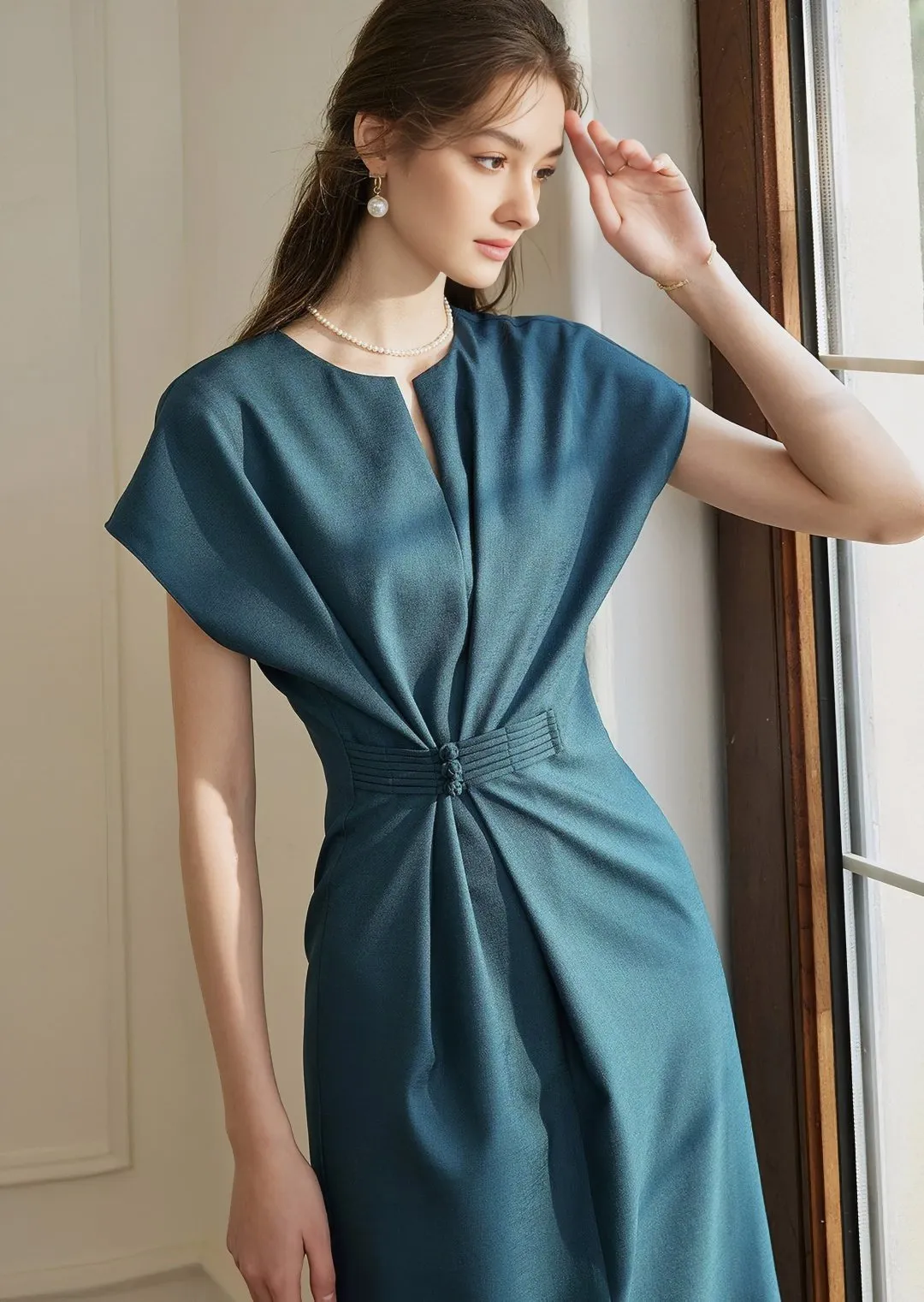 WAIST SHARP MIDI DRESS