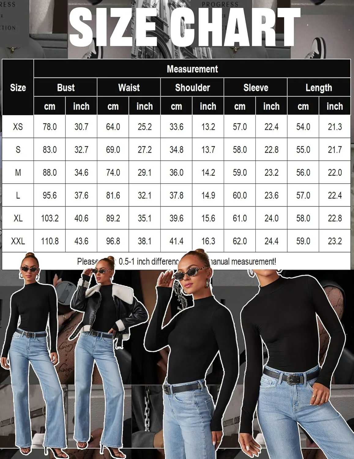 Zeagoo Womens Long Sleeve Shirts Mock Neck Basic Slim Fitted Tops